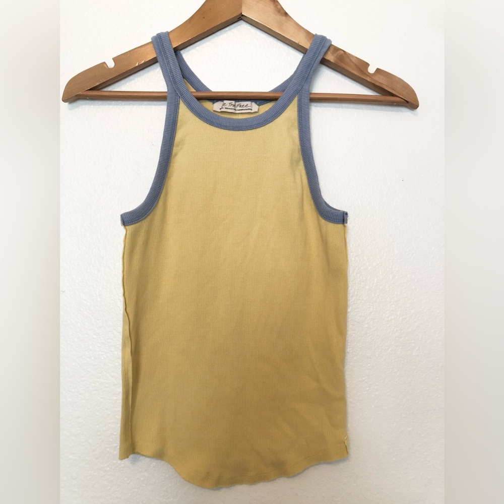 We The Free Yellow Tank with Blue Trim - Women's